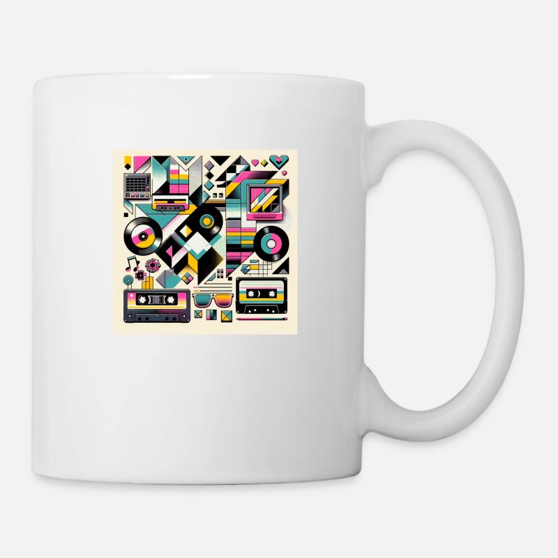 Bold geometric shapes 80s/90s vinyl - Mug - white