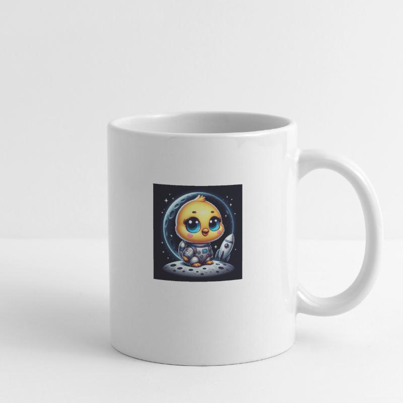 Poussin de l’espace avec fusée dans l’espace Mug blanc