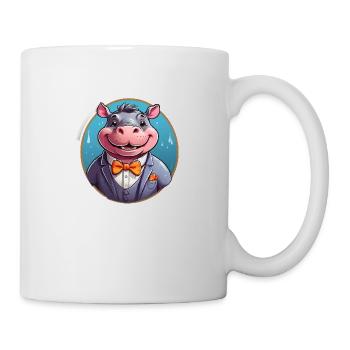 Lustiges Comic Nilpferd - Tasse - Weiß - Rechts