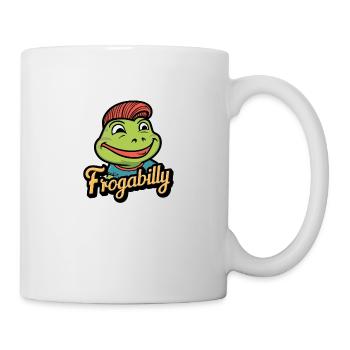 Cartoon-Frosch mit Rockabilly-Haarschnitt - Tasse - Weiß - Rechts