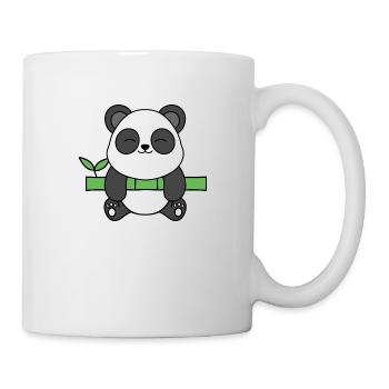 Niedlicher Panda, der an Bambus hängt - Tasse - Weiß - Rechts