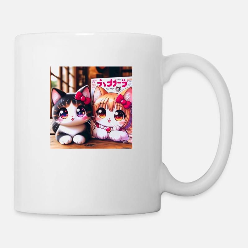 chat manga - Mug blanc - blanc