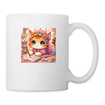 chaton artiste - Mug blanc - blanc - Droite
