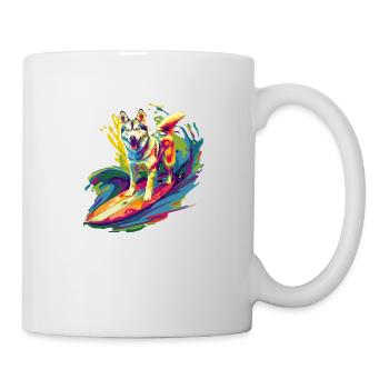 Surfender Husky - Tasse - Weiß - Rechts