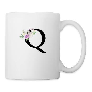Lila Blumenbuchstabe Q - Tasse - Weiß - Rechts