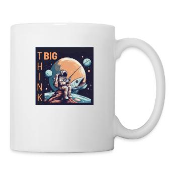 think Big - Mann im Mond angelt - Tasse - Weiß - Rechts