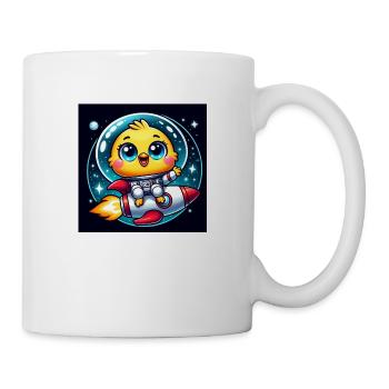 Poussin de l’espace sur une fusée dans l’espace - Mug blanc - blanc - Droite