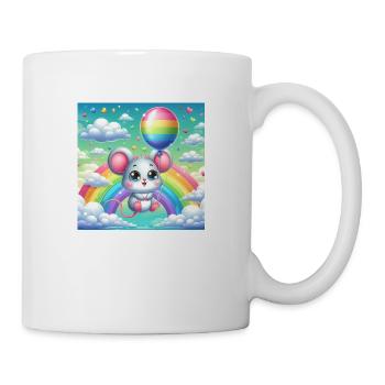 Cute mouse with a balloon in front of a rainbow - Mug - white - Right