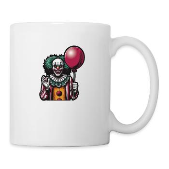 Gruseliger Cartoon-Clown mit roten Haaren und gruseligem Lächeln - Tasse - Weiß - Rechts