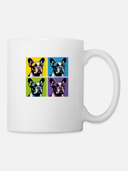 Pop Portrait de chien bouledogue Français - Portrait d’animal de compagnie - Mug blanc - blanc