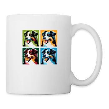 Portrait de chien de berger australien Pop - Mug blanc - blanc - Droite