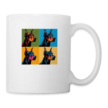 Pop Doberman Pinscher Dog Portrait - Pet Portrait - Mug - white - Right
