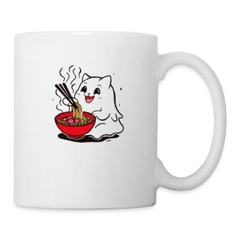 Ghost Cat | süßer Katzen-Geist isst Ramen-Nudeln - Tasse - Weiß - Rechts