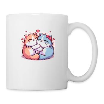 Sweet Kitties am kuscheln mit Herzchen - Tasse - Weiß - Rechts