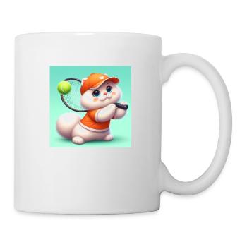 Fluffy cat playing tennis - Mug - white - Right