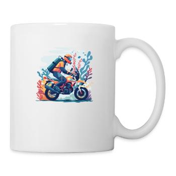 Taucher auf dem Motorrad 3 - Tasse - Weiß - Rechts