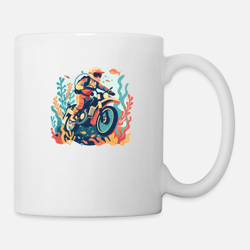 Scuba Diver on a Motorbike 2 - Mug - white