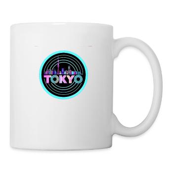 Tokyo Skyline1980er Jahre Synthwave Retro Neon T-Shirt - Tasse - Weiß - Rechts