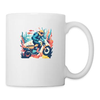 Taucher auf dem Motorrad 1 - Tasse - Weiß - Rechts