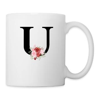 Roter floraler U-Buchstabe - Tasse - Weiß - Rechts