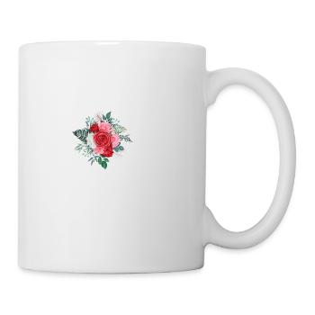 Roter floraler V-Buchstabe - Tasse - Weiß - Rechts