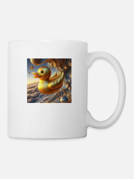 Golden Bath Duck in Hyperrealism Risograph - Mug - white