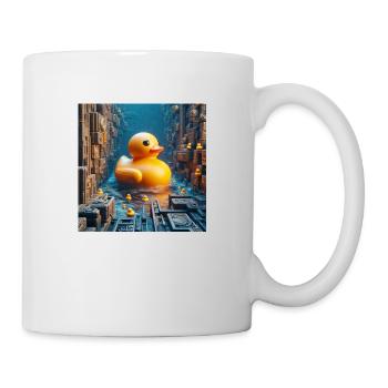 Yellow Bath Duck in Risograph Hyperrealism City - Mug - white - Right