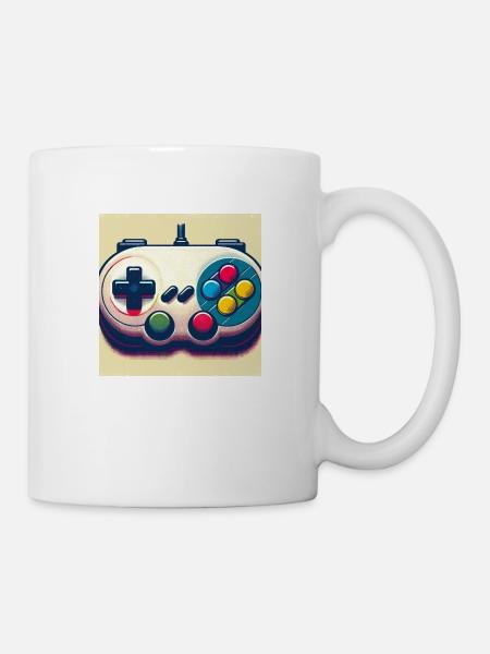 Retro Gamepad in Risographie - Tasse - Weiß