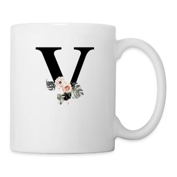 Tropischer floraler V-Buchstabe - Tasse - Weiß - Rechts