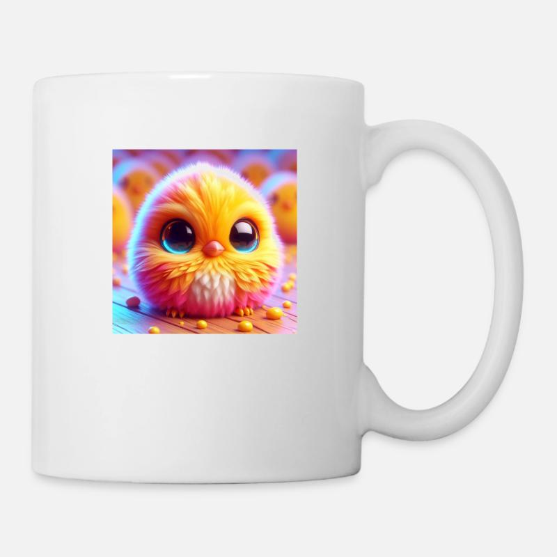Poussin en 3D Hyperréalisme Jaune - Mug blanc - blanc