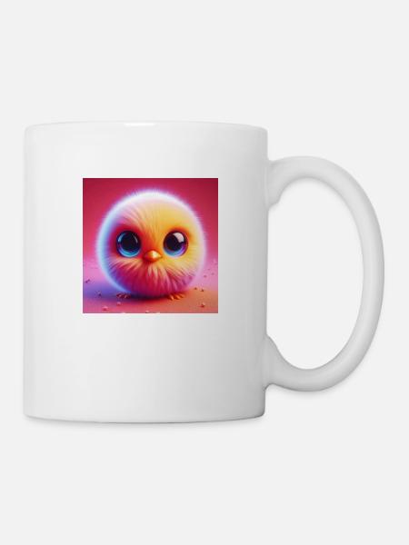 Chick 3D hyperrealism yellow with big eyes - Mug - white
