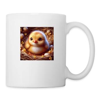Poussin 3D Hyperréalisme Jaune Blanc dans le nid - Mug blanc - blanc - Droite