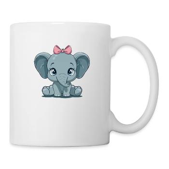 Süßer Babyelefant mit Rosaschleife - Tasse - Weiß - Rechts