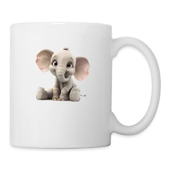 Little young funny elephant - Mug - white - Right