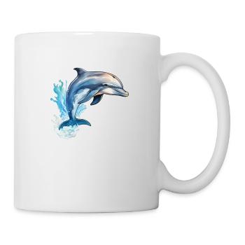 Delfin springend - Tasse - Weiß - Rechts