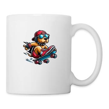 Cool dog rides skateboard - Mug - white - Right