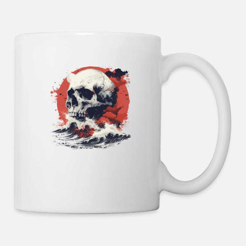 Crâne dans la mer de vagues - Mug blanc - blanc