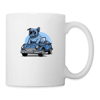 Hund Bulldogge Tiere Welpe niedlicher Hund Aquarell Kunst - Tasse - Weiß - Rechts
