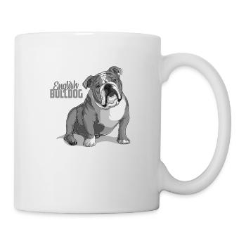 Hund Bulldogge Tiere Welpe niedlicher Hund Aquarell Kunst - Tasse - Weiß - Rechts