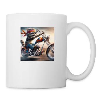 Gato Loco Coole Biker Katze Mit Helm Chopper Cat - Tasse - Weiß - Rechts