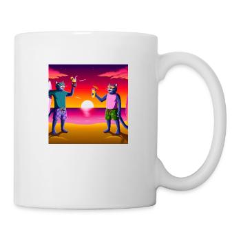 Gato Loco Surfdudes Cats Sunset Meer Strand Cat - Tasse - Weiß - Rechts