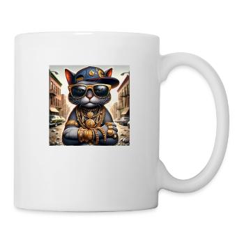 Gato Loco RapCat RapperCat Rappende Katze Klunker - Tasse - Weiß - Rechts