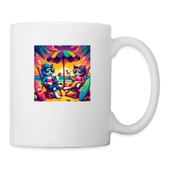Gato Loco Chillende Katzen am Strand Beach Chill - Tasse - Weiß - Rechts