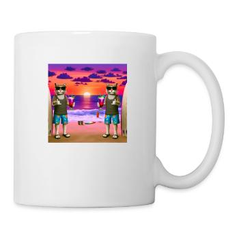 Gato Loco Surfdudes Cat Cats Beach Sundowner - Mug - white - Right