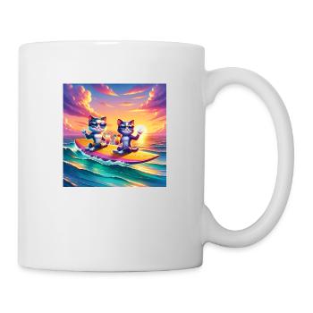 Gato Loco SurfingCat Surfende Katzen Surfboard Cat - Tasse - Weiß - Rechts