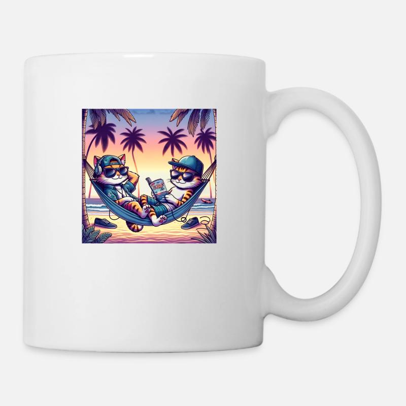 Gato Loco Surf Cats Hammock Cats in Hammock - Mug - white