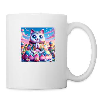 Gato Loco Meditation Yoga Yogi Katze Lotussitz Cat - Tasse - Weiß - Rechts