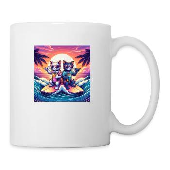 Gato Loco Furry Surferdudes Surfende Katzen Cool - Tasse - Weiß - Rechts