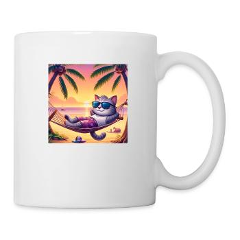 Gato Loco Katze Chilling Cat Urlaub Relax Palme - Tasse - Weiß - Rechts