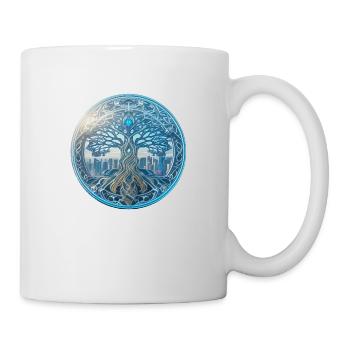 Arbre de vie, arbre de vie, bleu, futuriste - Mug blanc - blanc - Droite